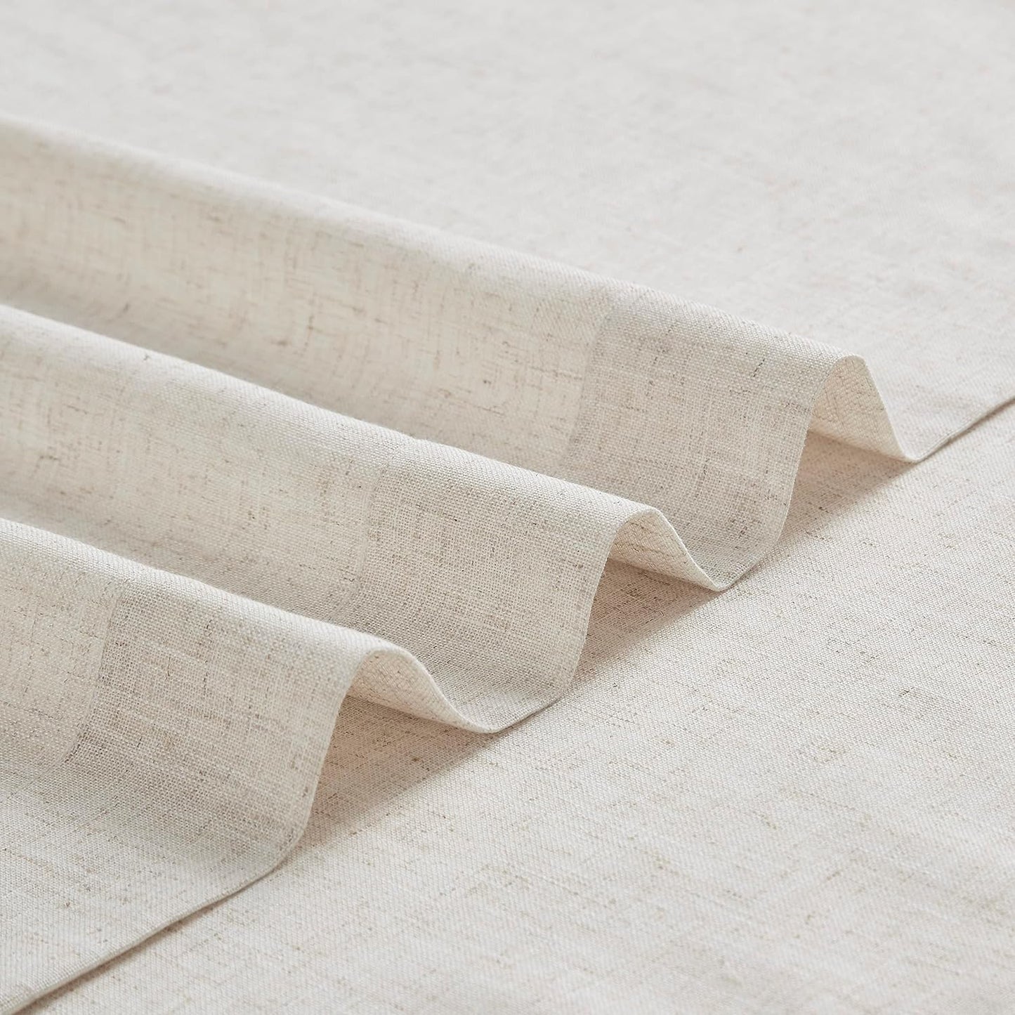 Vision Home Natural Pinch Pleated Semi Sheer Curtains Textured Linen Blended Light Filtering Window Curtains 112 inch for Living Room Bedroom Pinch Pleat Drapes with Hooks 2 Panels 42" Wx112 L