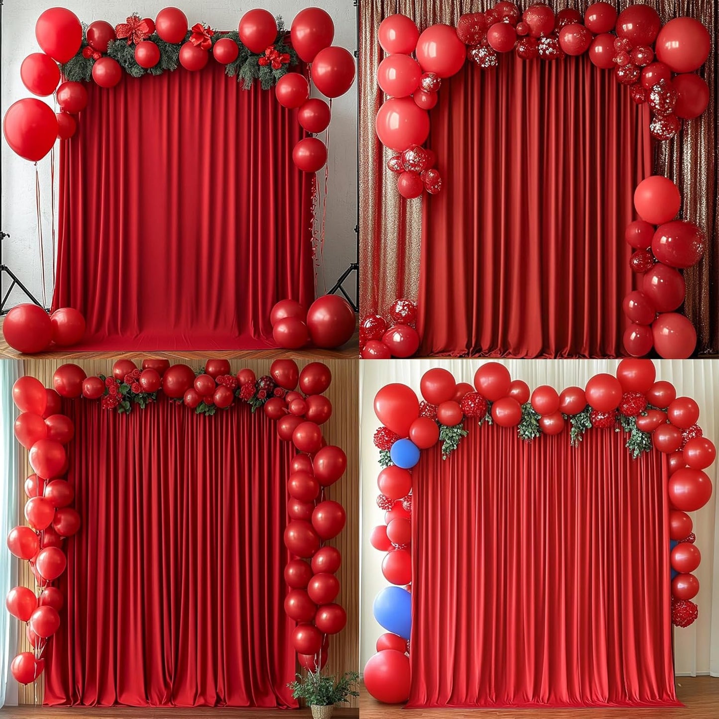 10ft x 10ft Red Backdrop Curtains for Party Wedding Wrinkle Free Red Photo Curtains Backdrop Drapes Fabric Decoration for Birthday Party Baby Shower Christmas 5ft x 10ft 2 Panels