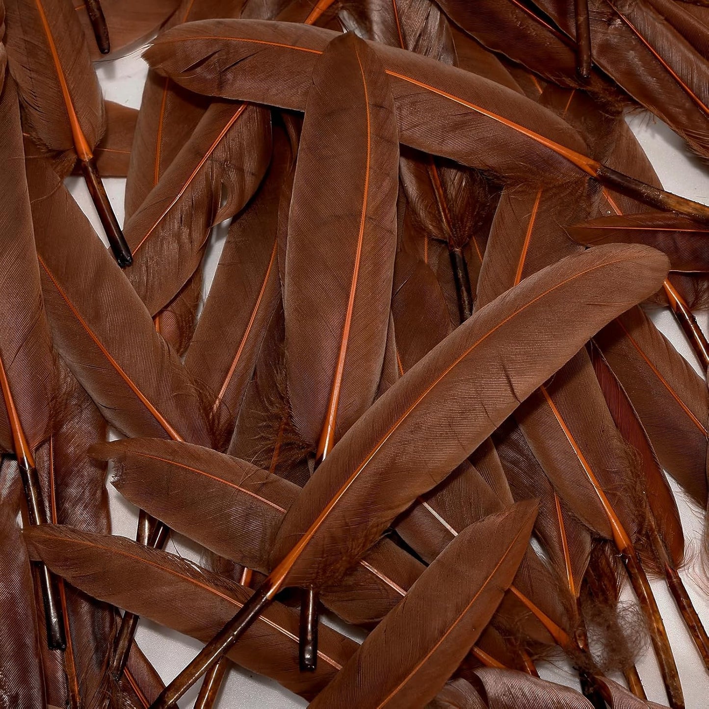 FeelfunFeather 120pcs Coffee Brown Goose Cochettes Feather Natural Bulk 4-6 inch 10-15cm for Wedding Party Christmas Decorations DIY Crafts Goose Cochettes Feather