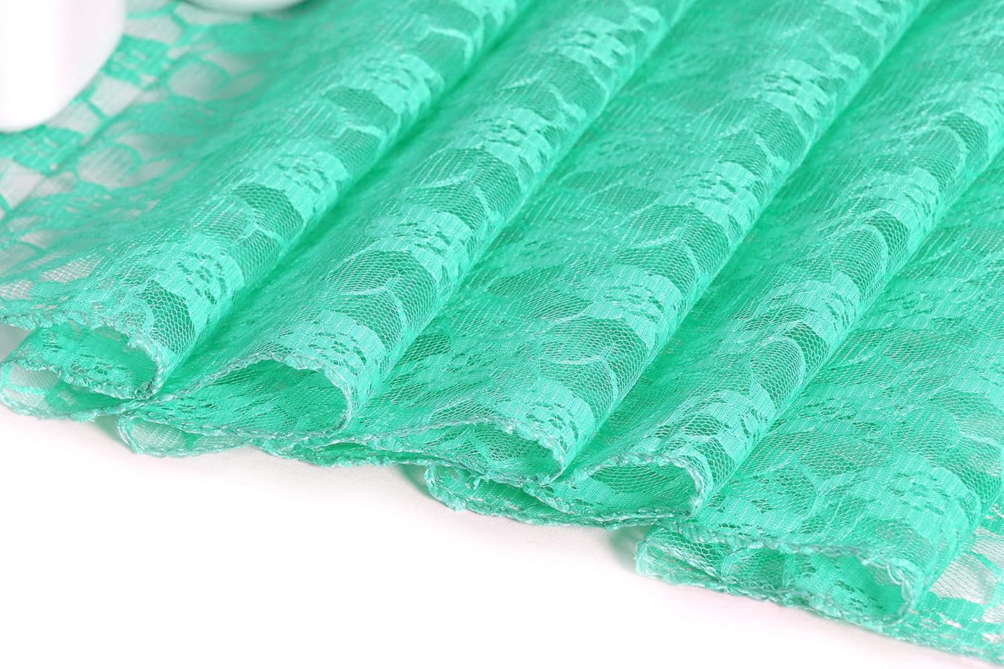 MDS Pack of 5 Wedding 12 x 108 inches Lace Table Runner for Wedding, Decorations for Birthday Parties, Banquets, Graduations, Engagements, and Runners fit Rectangle, Round Table- Mint