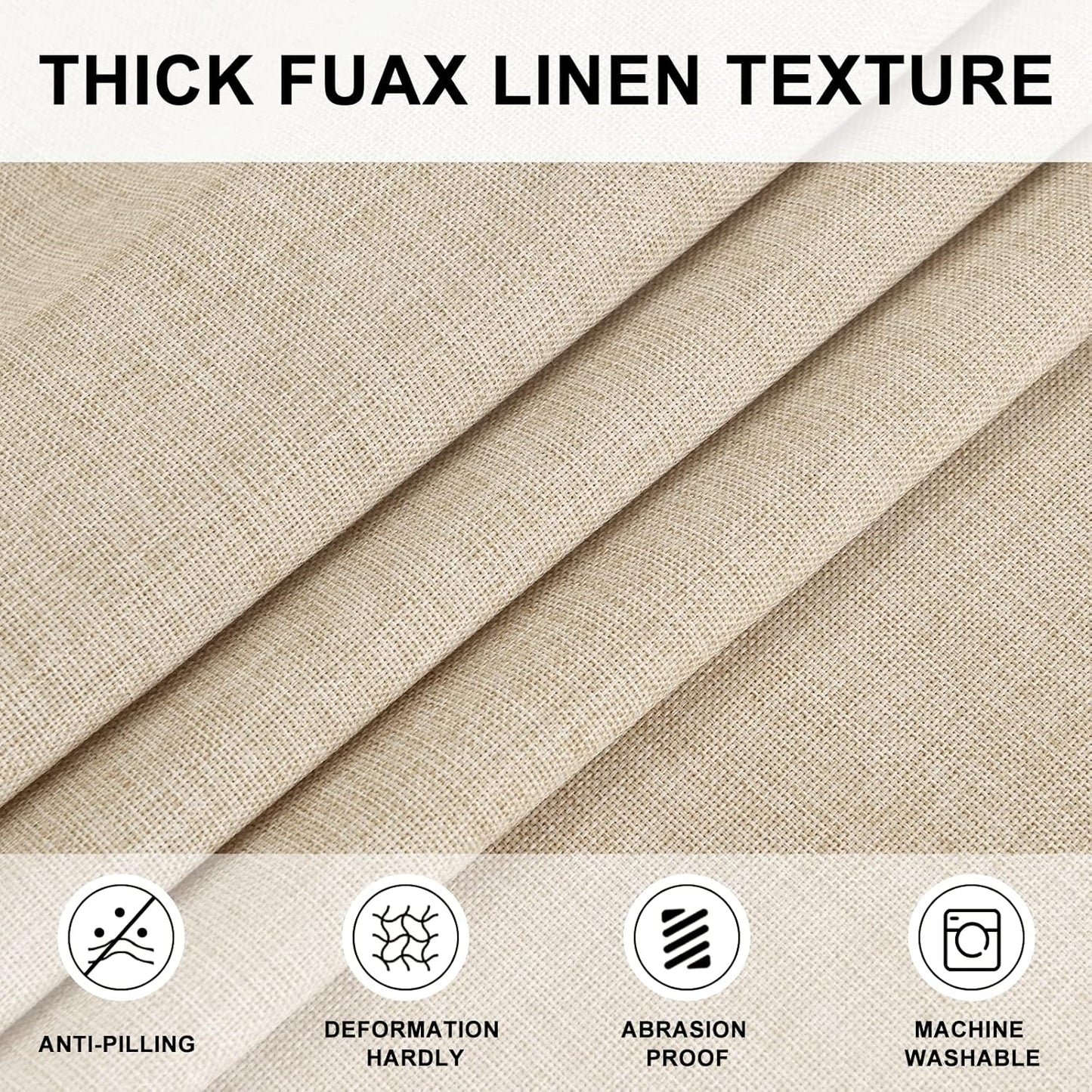 Hiasan Round Linen Tablecloth 30 Inch - Wrinkle and Stain Resistant Washable Polyester Fabric Table Cloth for Dining Room Kitchen Party, Beige