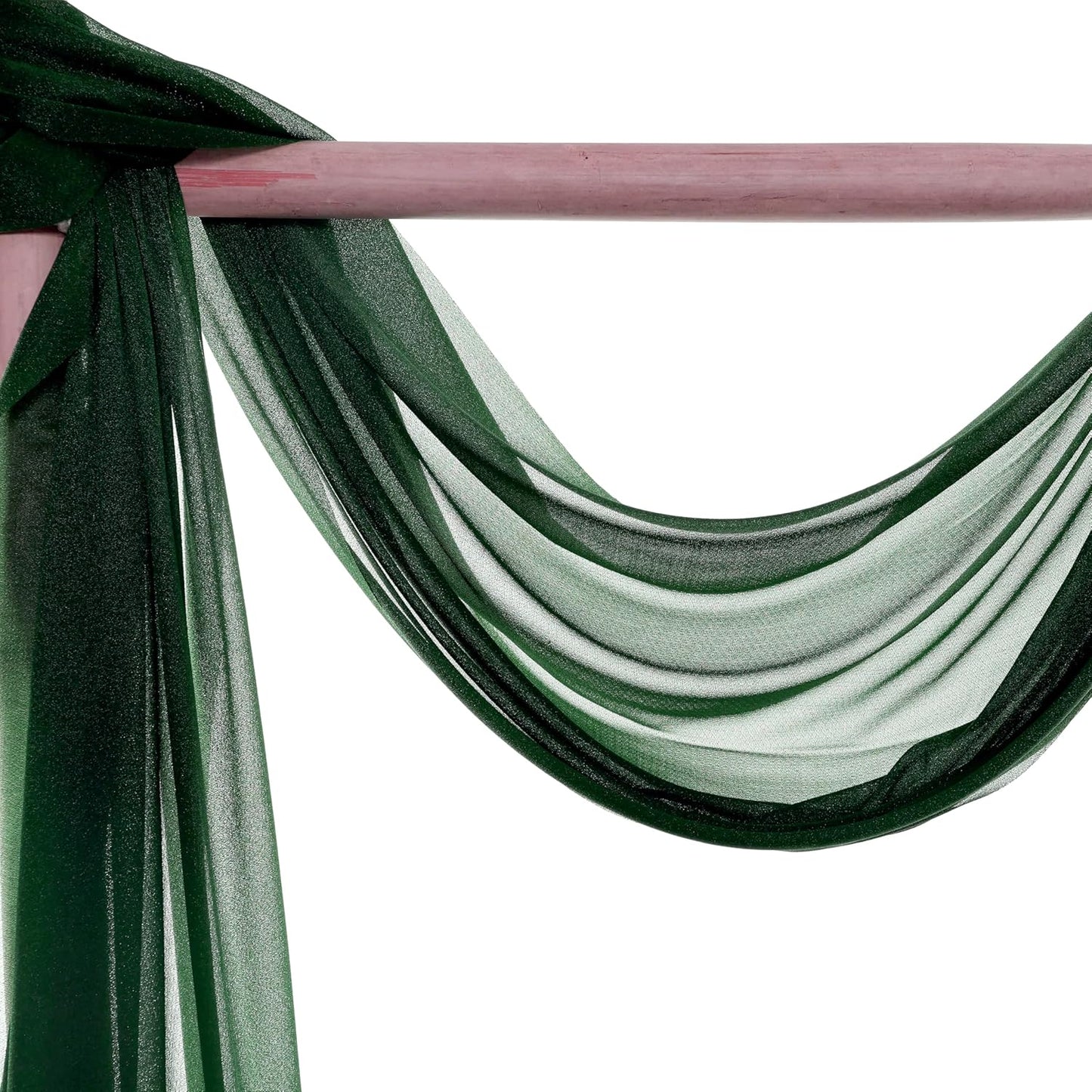 VDS Pack of 4 Panel (30 Inch X 20 Feet) Wedding Arch Draping Fabric Sheer Chiffon Fabric Drapery for Wedding Ceremony Reception Swag Backdrop Canopy Chuppah ARBO Altars Decoration (Hunter Green)