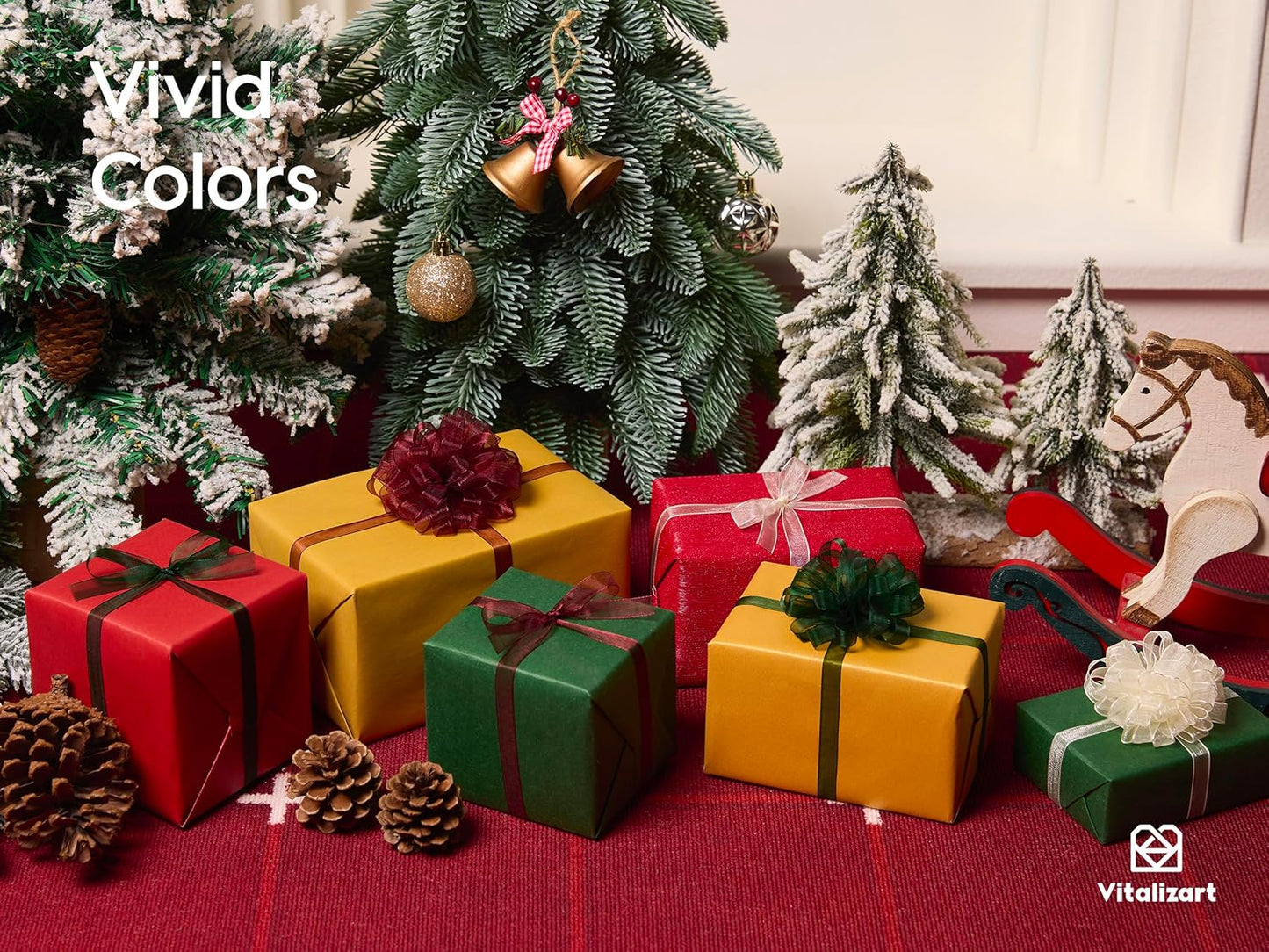 Vitalizart 3/8" x 30Yd Organza Ribbon Christmas Green Sheer Ribbons Set 10 Yd x 3 Rolls Handmade Eco-Friendly for Gift Wrapping Christmas Tree Crafts Bows Wedding Invitations Wreaths Wrap