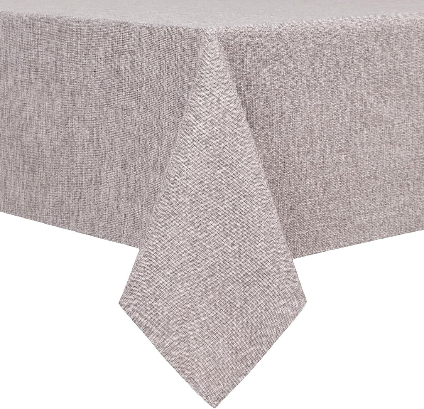 Hiasan Faux Linen Rectangle Tablecloth - Wrinkle and Stain Resistant Washable Table Cloth for Kitchen Dining Room Holiday Table Cover for Party Dinner, Stone, 60 x 102 Inch