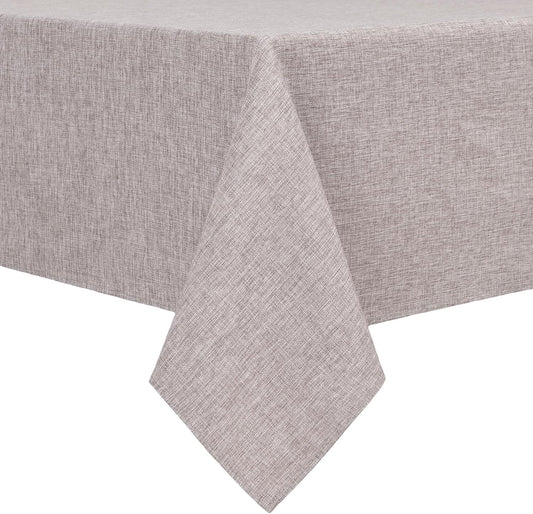 Hiasan Faux Linen Rectangle Tablecloth - Wrinkle and Stain Resistant Washable Table Cloth for Kitchen Dining Room Holiday Table Cover for Party Dinner, Stone, 54 x 120 Inch