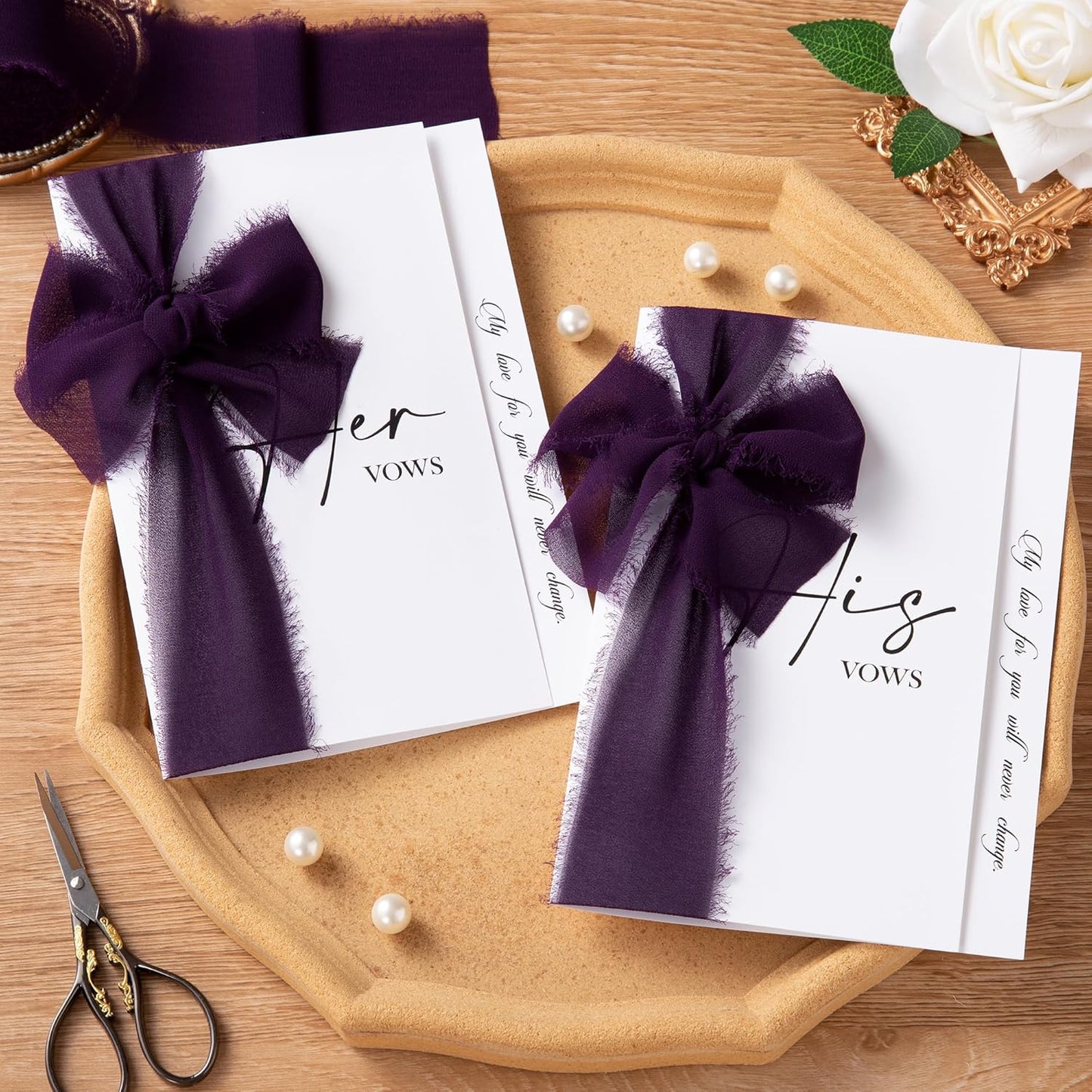 DORIS HOME 2" x21Yd Chiffon Ribbon for Flower Bouquet, Purple Series Fabric Ribbon for Gift Wrapping, Handmade Frayed Ribbon for Wedding/Christmas Decorations