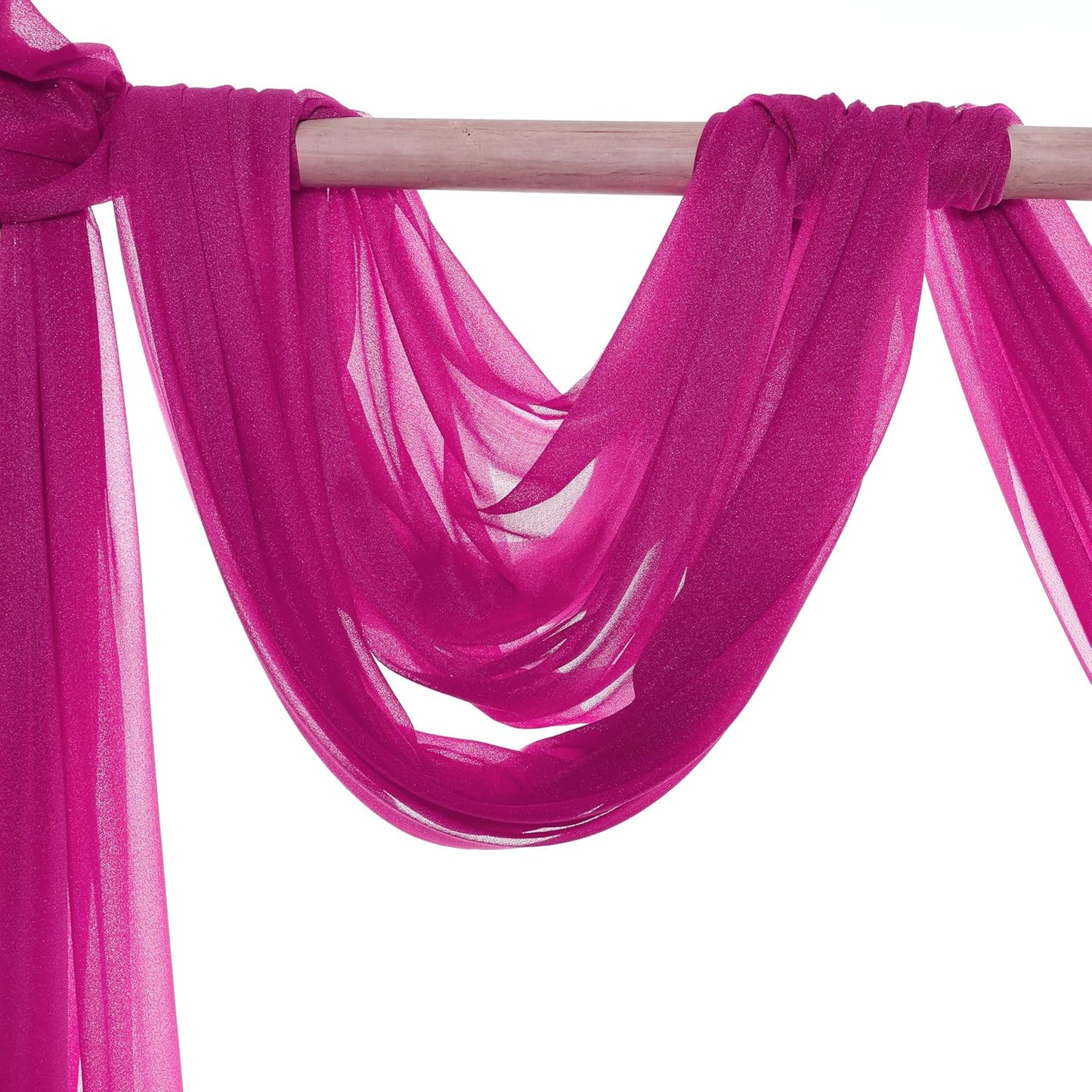 VDS Pack of 3 Panel (30 Inch X 20 Feet) Wedding Arch Draping Fabric Sheer Chiffon Fabric Drapery for Wedding Ceremony Reception Swag Backdrop Canopy Chuppah ARBO Altars Decoration (Magenta)