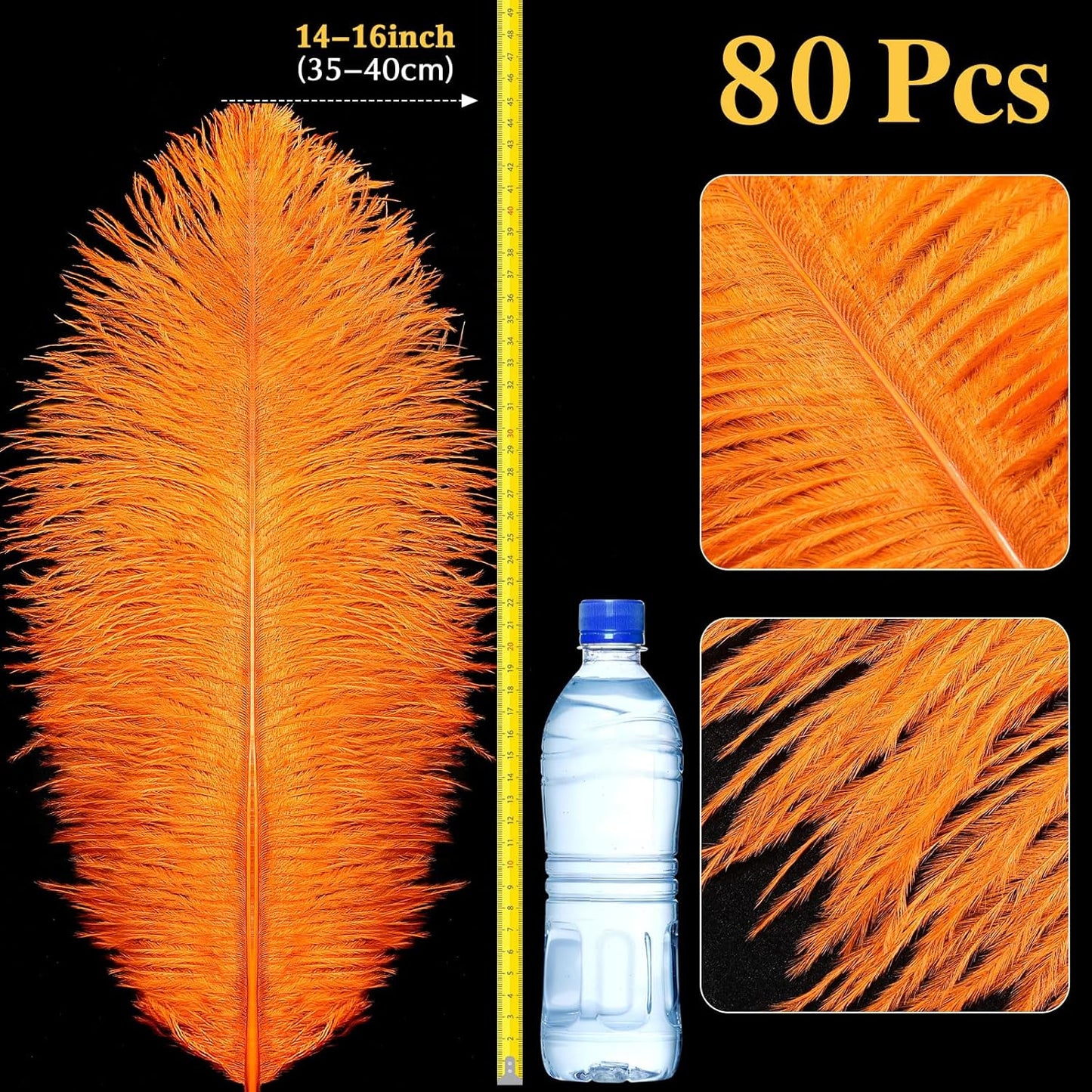 80 Pcs Large Natural Ostrich Feathers Plumes 14-16 Inch Bulk for DIY Crafts Wedding Party Centerpiece Vase