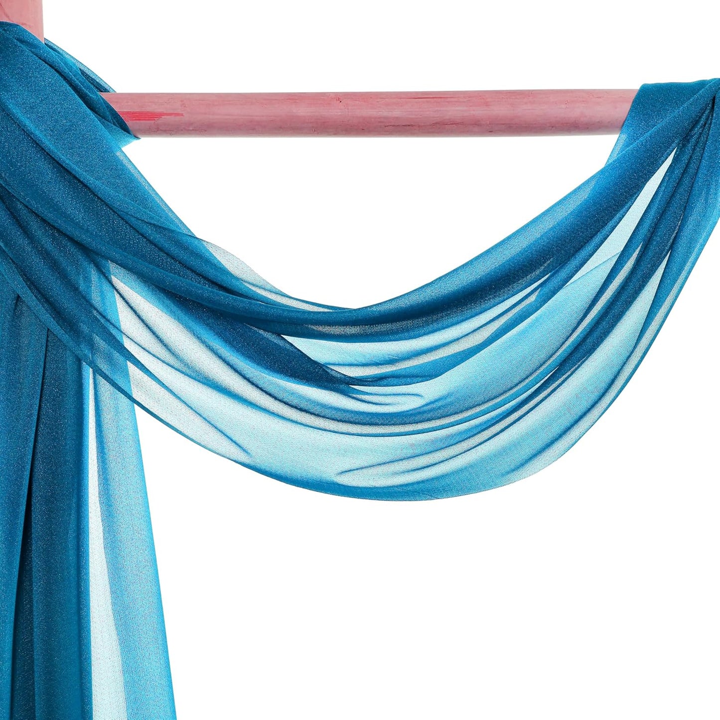 VDS Pack of 2 Panel (30 Inch X 100 Feet) Wedding Arch Draping Fabric Sheer Chiffon Fabric Drapery for Wedding Ceremony Reception Swag Backdrop Canopy Chuppah ARBO Altars Decoration (Dark Teal)