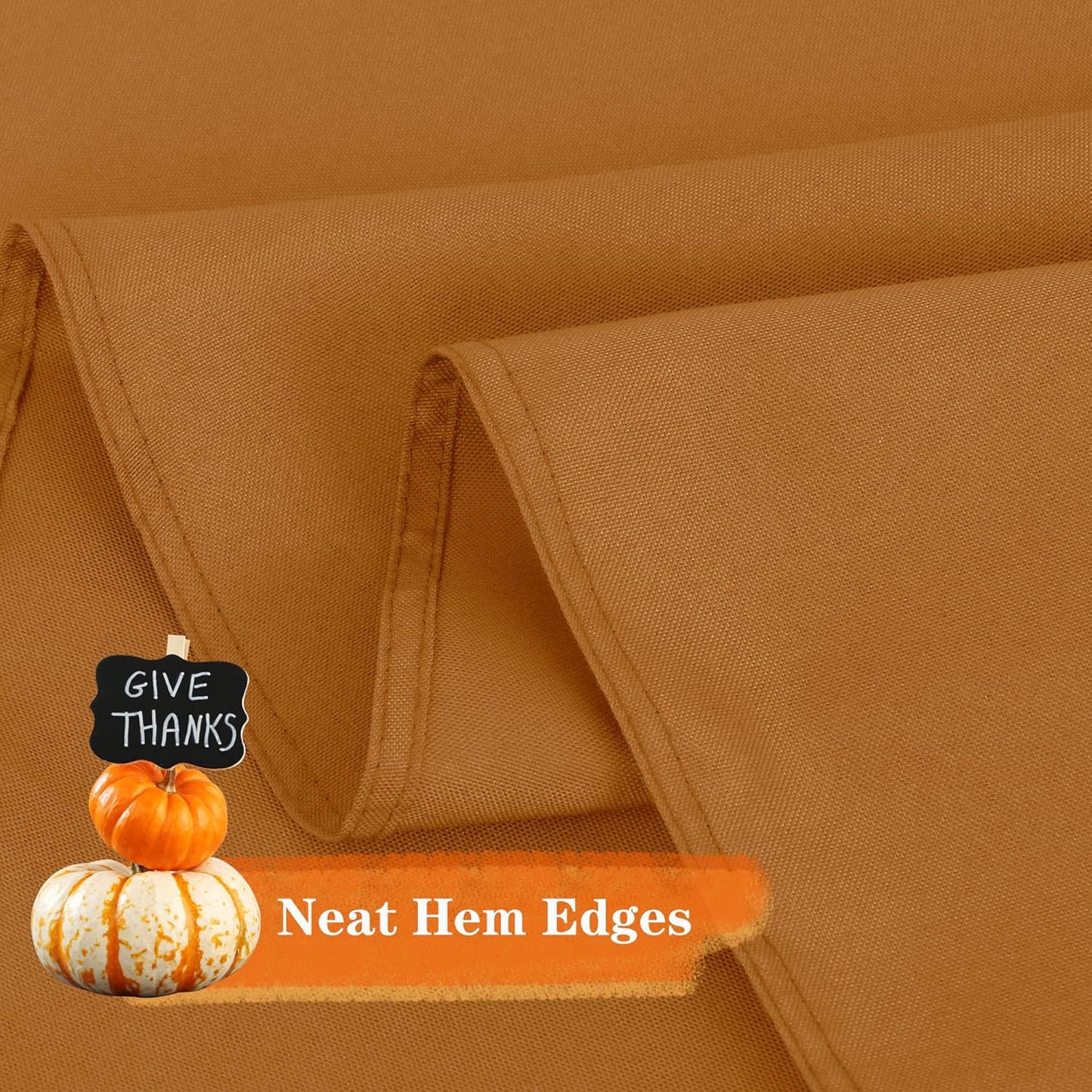 sancua Round Tablecloth 90 Inch - Water Resistant Spill Proof Washable Polyester Fall Table Cloth Decorative Fabric Table Cover for Dining Tables, Thanksgiving Parties and Camping, Bronze
