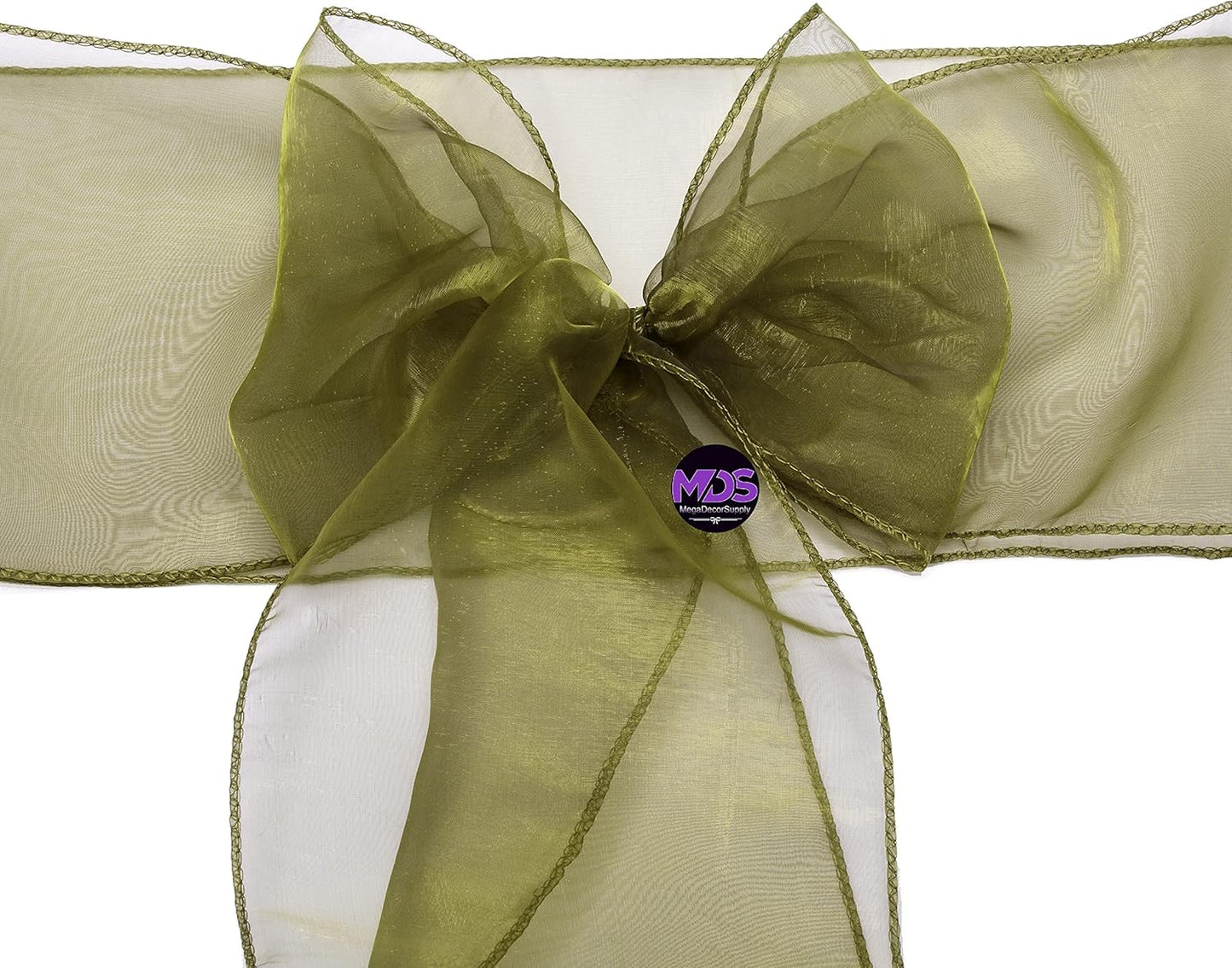 MDS Pack of 250 PCS Organza Chair Sashes Wider Dining Chair Bows Ribbon Tie Back for Wedding Party Birthday Bridal Shower Reception Event Banquet Home Chair Cover Decoration - Olive Green