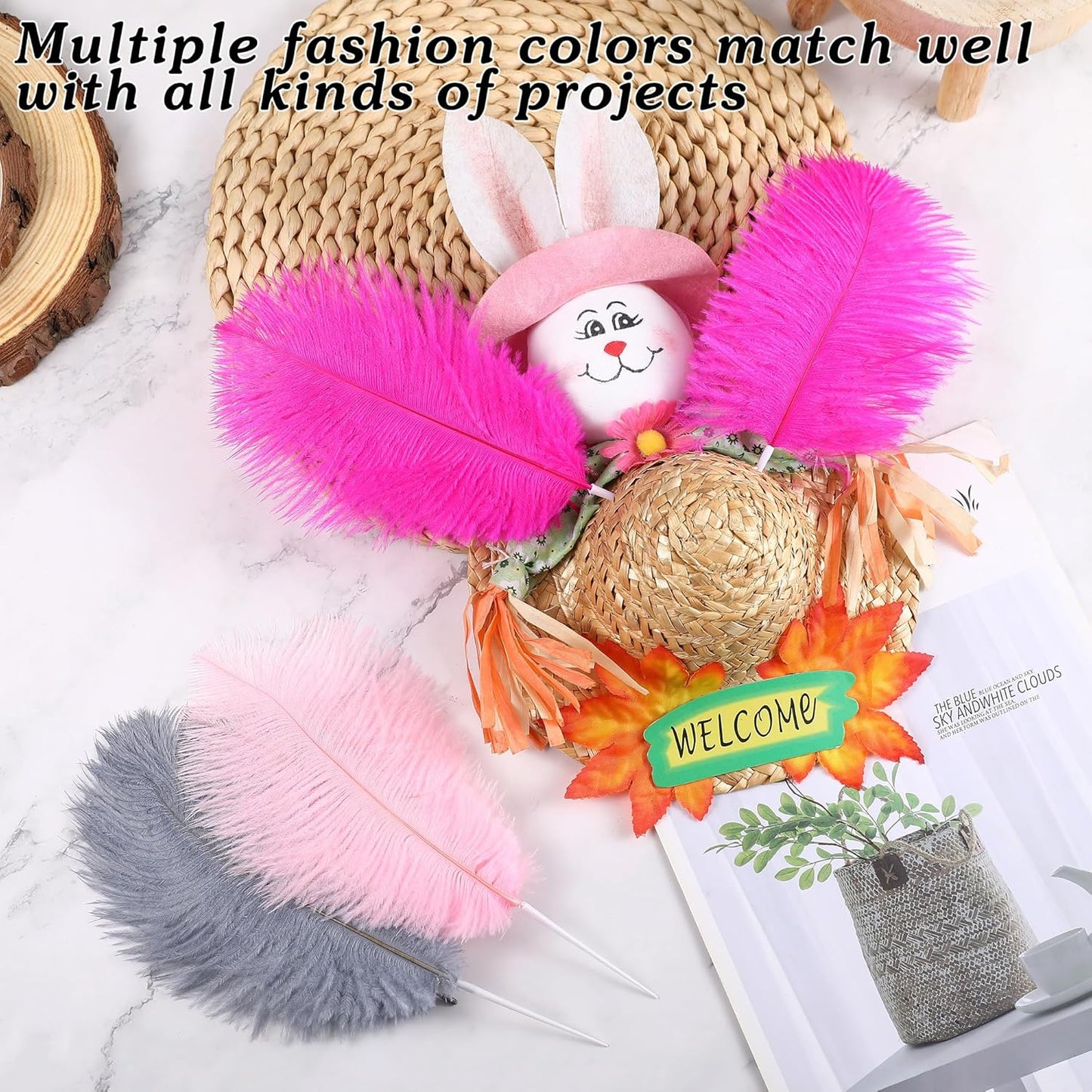 SOGUGOM Fuchisa Craft Ostrich Feathers - 30PCS 8-10 inch Ostrich Feathers Kit for Centerpieces, Kindergarten Crafts, Dream Catchers and DIY Projects(Fuchisa)