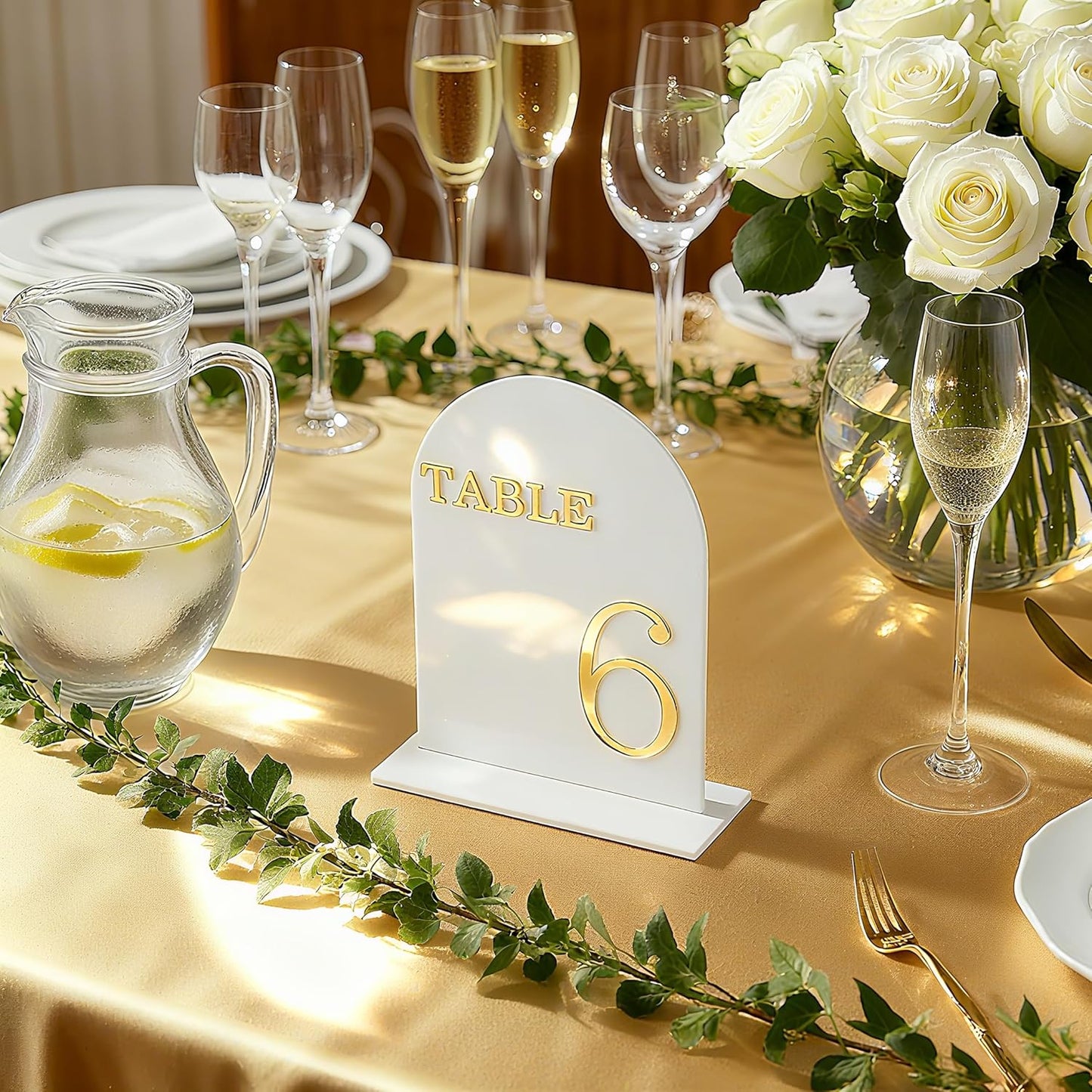 Arch Wedding Table Numbers 1-10 with Stands, 5" X 7" Double Sided Acrylic Wedding Sign Holders, Durable Non-Fading Table Number for Wedding Reception, Events, and Centerpieces