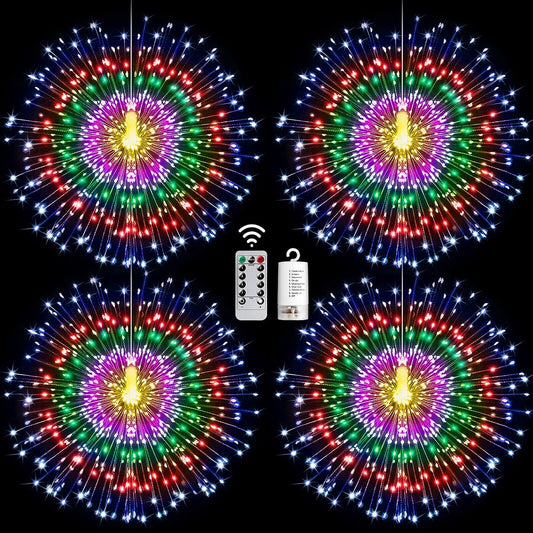 4 Pack Star String Lights Christmas Lights, 225 LED 8 Modes Dimmable with Remote Control, Waterproof Copper Wire Decorative Hanging Star Lights for Party Patio Garden Decoration (Multicolor)