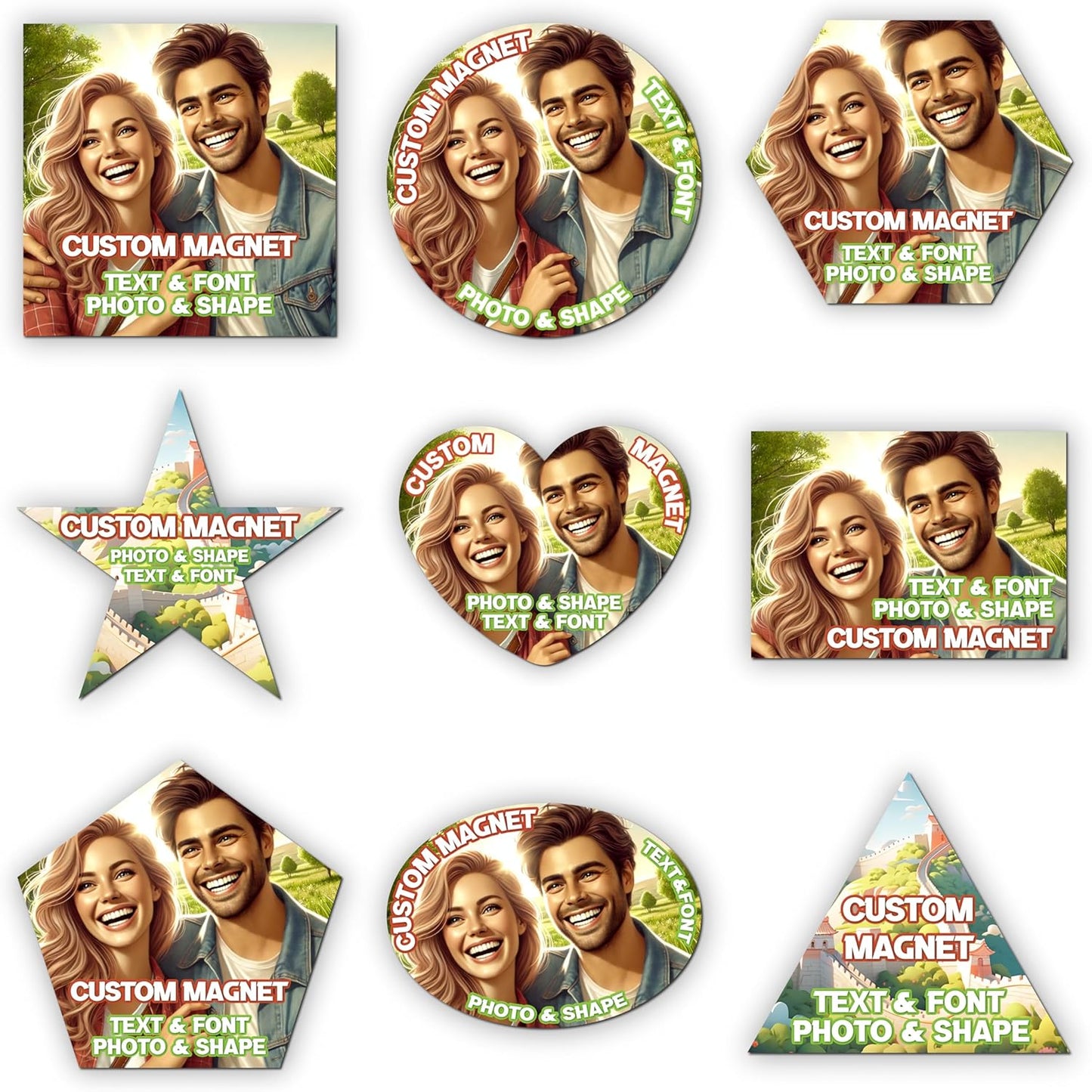 KETABAO – 11" Customized Circle Photo Magnets for Refrigerators and Cars – Personalized Magnetic Decoration for Homes and Storage Cabinets
