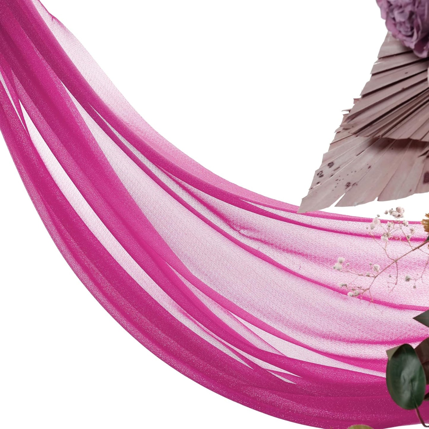 VDS Pack of 2 Panel (30 Inch X 20 Feet) Wedding Arch Draping Fabric Sheer Chiffon Fabric Drapery for Wedding Ceremony Reception Swag Backdrop Canopy Chuppah ARBO Altars Decoration (Magenta)