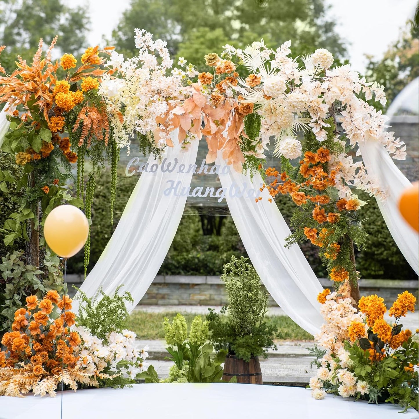 Wedding Arch Draping Fabric 2 Panels 28.7" x 20FT White Sheer Chiffon Backdrop Drapes for Wedding Ceremony Birthday Party Bridal Shower Outdoor Decoration