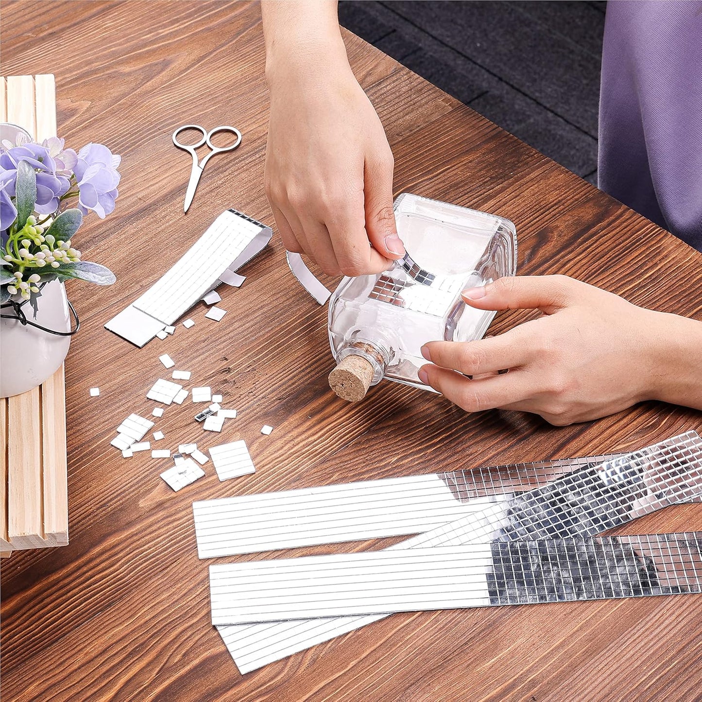 PP OPOUNT 7080 PCS Disco Ball Tiles, 5 x 5 mm Self-Adhesive Mini Mirror Tiles for DIY Craft Decoration, Art Collage, Indoor Outdoor Decoration (Silver)