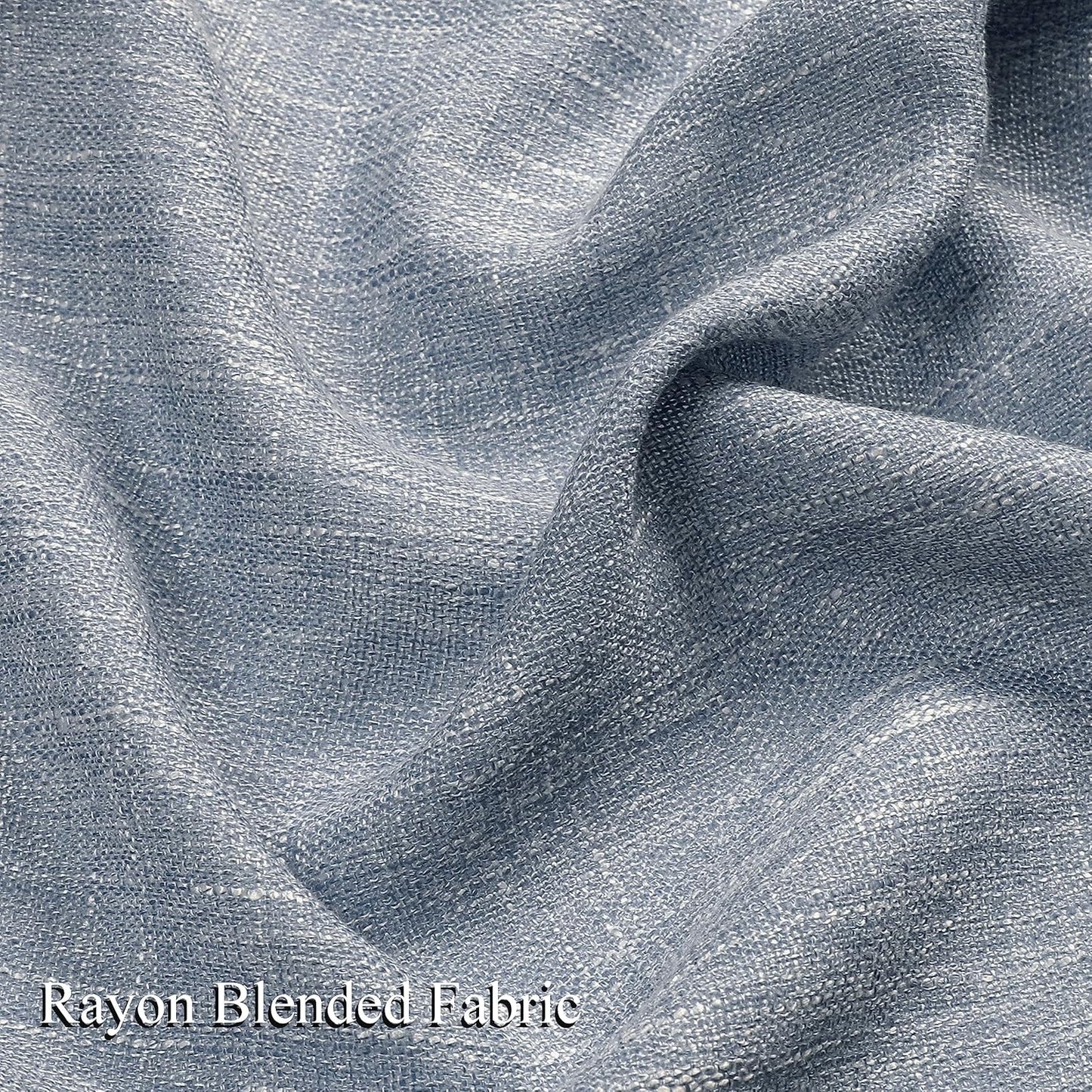 Vision Home Blue Pinch Pleated Semi Sheer Curtains Textured Light Filtering Window Curtains 108 inch for Living Room Bedroom Rayon Blend Chambray Blue Pinch Pleat Drapes with Hooks 2 Panels 40"Wx108"L