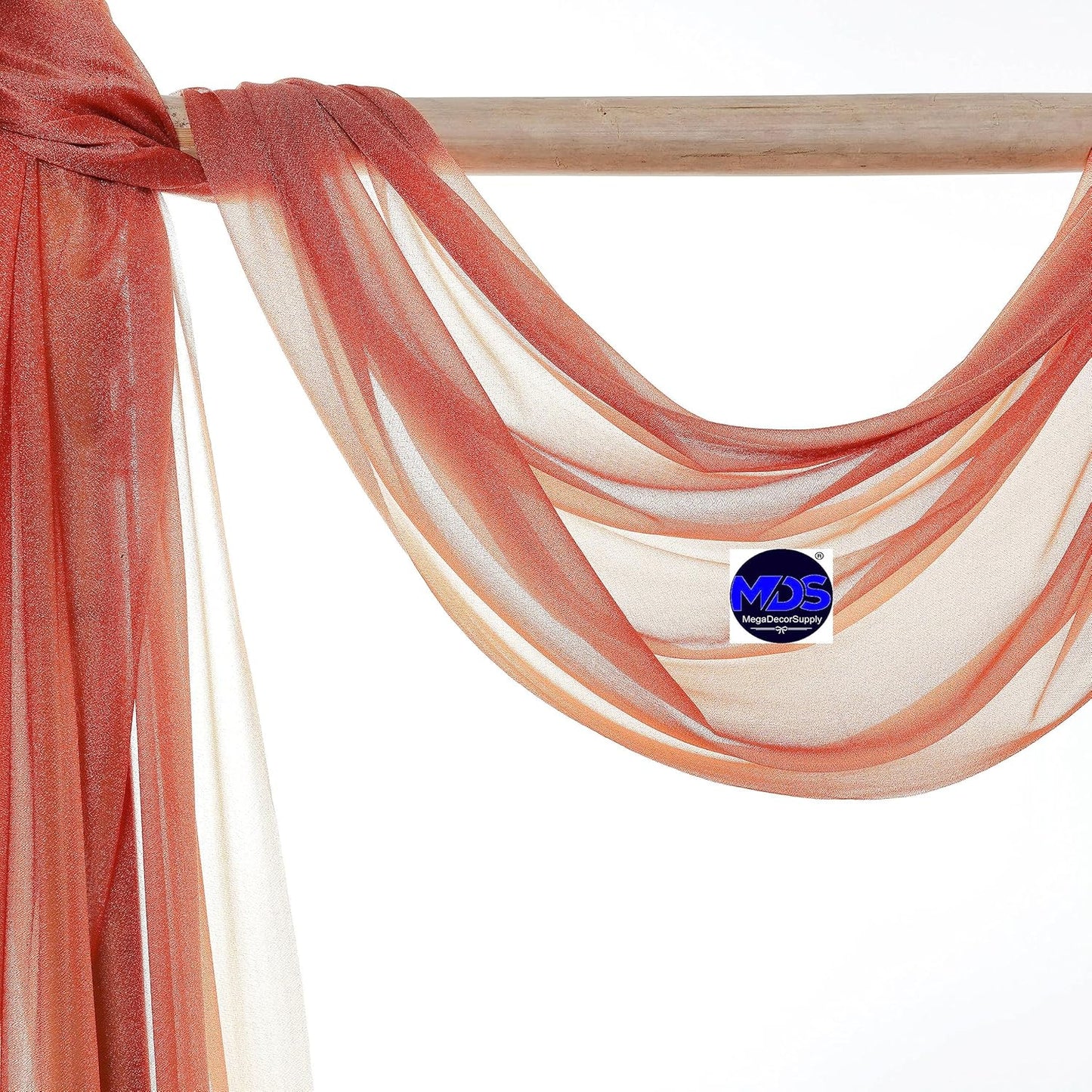 MDS Halloween Chiffon Draping Fabric - 1 Panel, 30" Wide x 75ft Long - Sheer Spooky Arbor & Canopy Drapery for Haunted House Backdrops, Party Ceilings, DIY Costumes & Themed Events - Terracotta