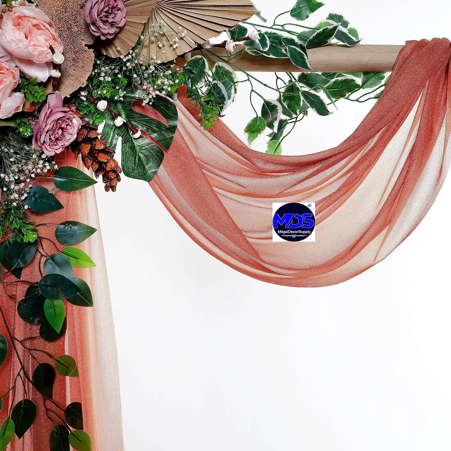 MDS Halloween Chiffon Draping Fabric - 1 Panel, 30" Wide x 30ft Long - Sheer Spooky Arbor & Canopy Drapery for Haunted House Backdrops, Party Ceilings, DIY Costumes & Themed Events - Terracotta