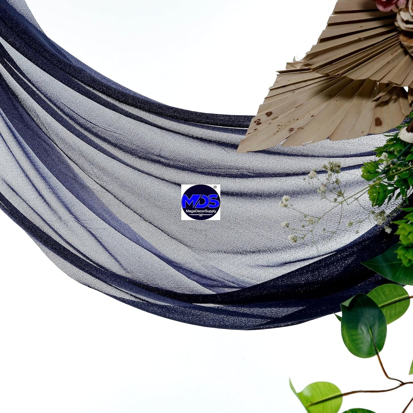 MDS Halloween Chiffon Draping Fabric - 1 Panel, 30" Wide x 20ft Long - Sheer Spooky Arbor & Canopy Drapery for Haunted House Backdrops, Party Ceilings, DIY Costumes & Themed Events - Navy Blue