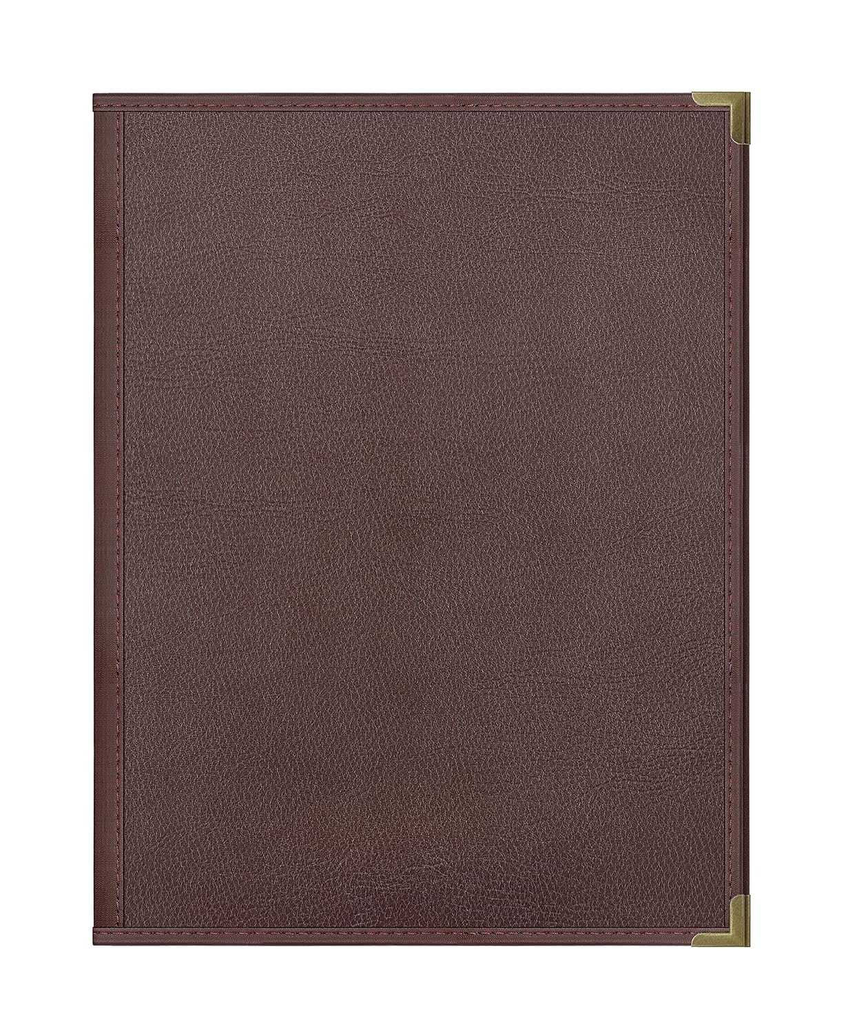 Goodsmart Pajco Style Restaurant Menu Covers – Pack of 10, Side-Loading Menu Holders, Single Stitched Edge, Clear Vinyl Menu Sleeves, Leatherette Trim, Gold Corners, Burgundy, 4 View (8.5" x 11")