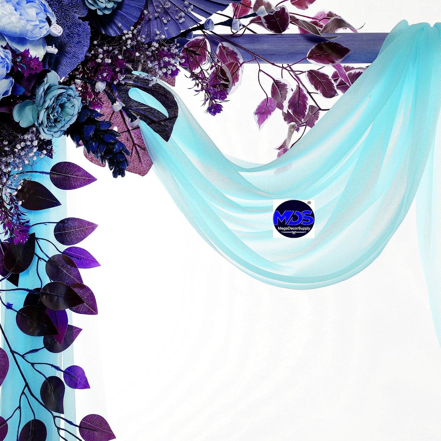 MDS Halloween Chiffon Draping Fabric - 1 Panel, 30" Wide x 20ft Long - Sheer Spooky Arbor & Canopy Drapery for Haunted House Backdrops, Party Ceilings, DIY Costumes & Themed Events - Teal