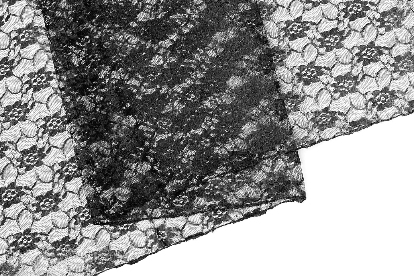 MDS Pack of 20 Wedding 12 x 108 inches Lace Table Runner for Wedding, Decorations for Birthday Parties, Banquets, Graduations, Engagements, and Runners fit Rectangle, Round Table- Black