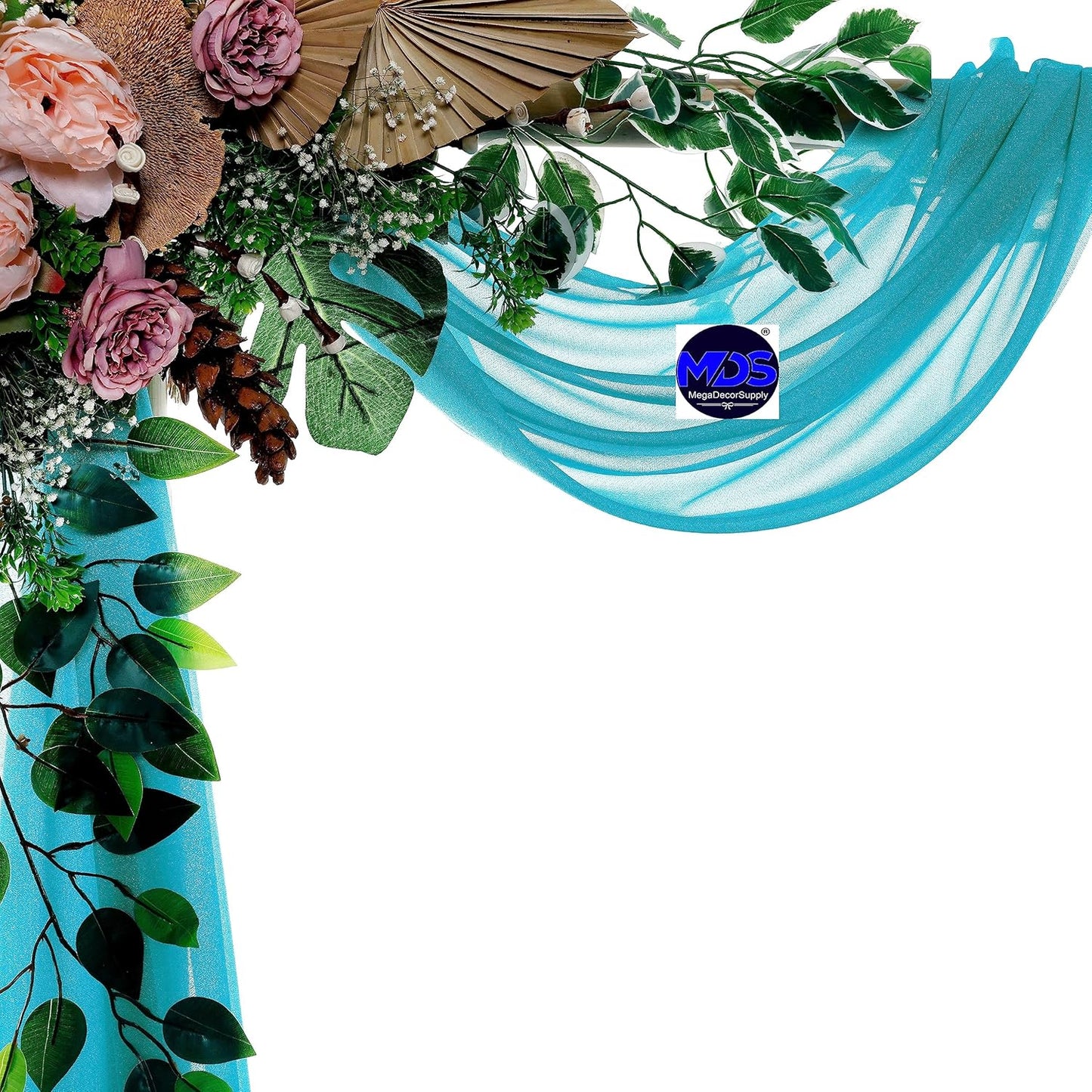MDS Halloween Chiffon Draping Fabric - 1 Panel, 30" Wide x 50ft Long - Sheer Spooky Arbor & Canopy Drapery for Haunted House Backdrops, Party Ceilings, DIY Costumes & Themed Events - Peacock Blue