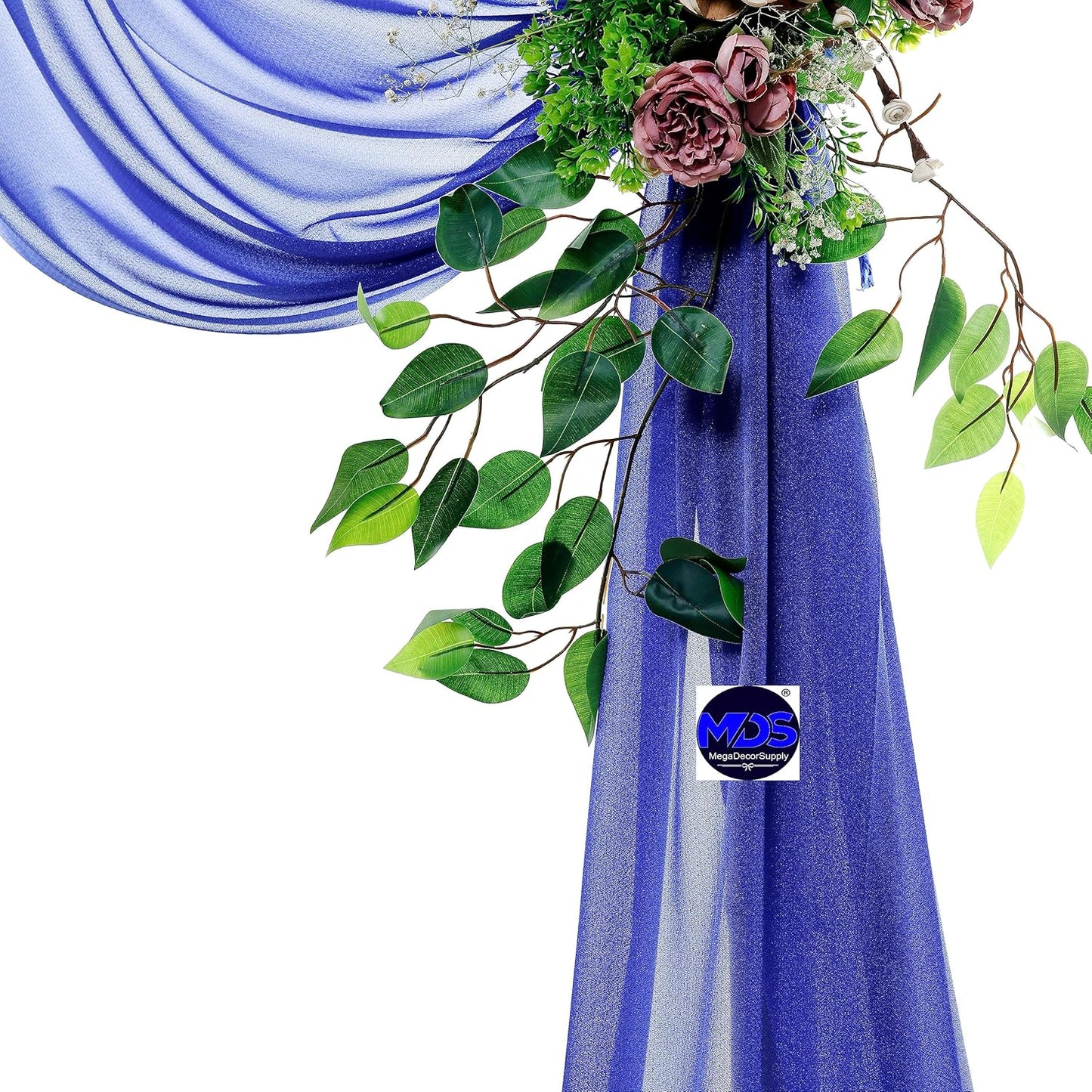 MDS Halloween Chiffon Draping Fabric - 1 Panel, 30" Wide x 50ft Long - Sheer Spooky Arbor & Canopy Drapery for Haunted House Backdrops, Party Ceilings, DIY Costumes & Themed Events - Royal Blue