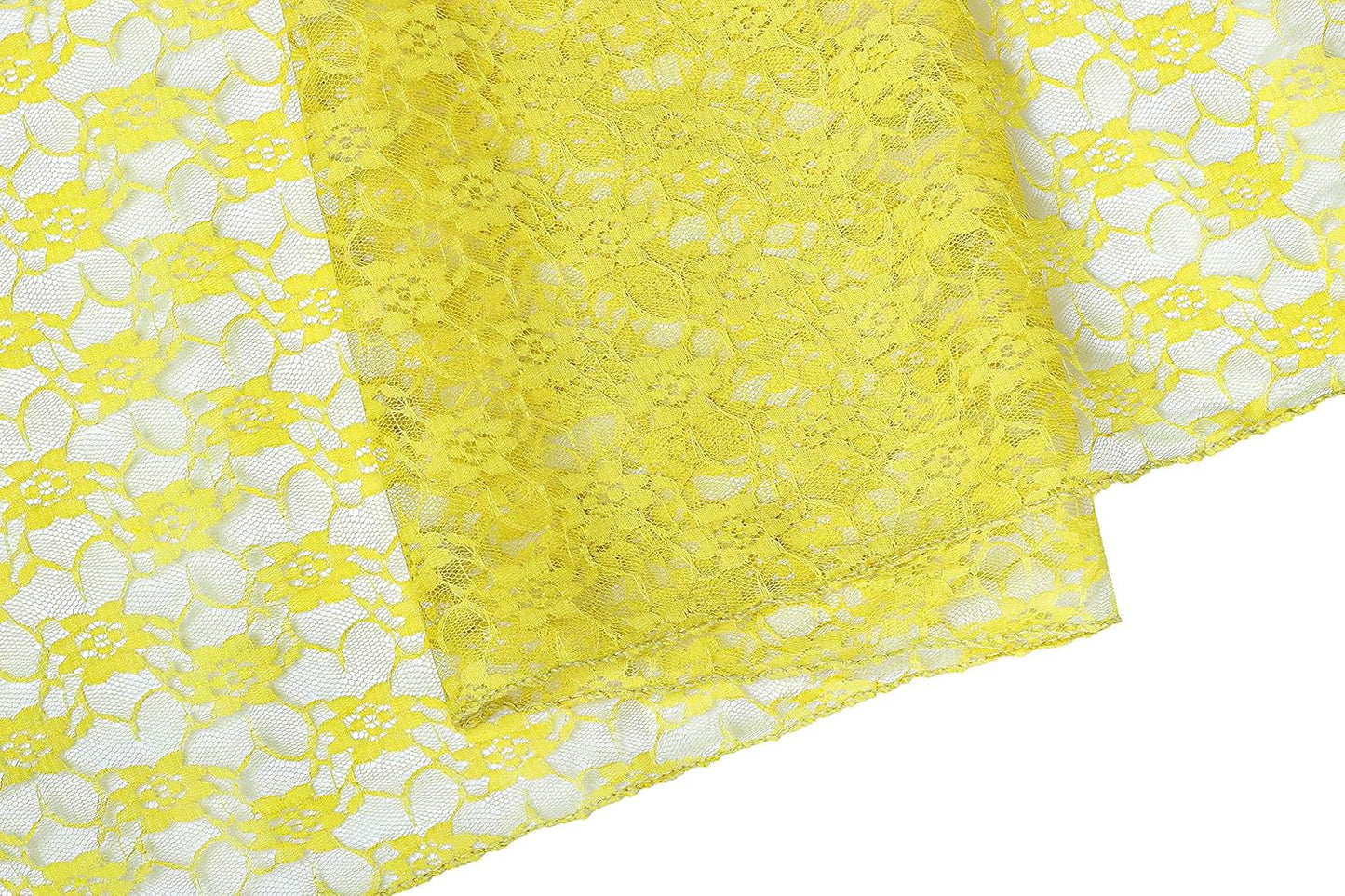 MDS Pack of 15 Wedding 12 x 108 inches Lace Table Runner for Wedding, Decorations for Birthday Parties, Banquets, Graduations, Engagements, and Runners fit Rectangle, Round Table- Yellow