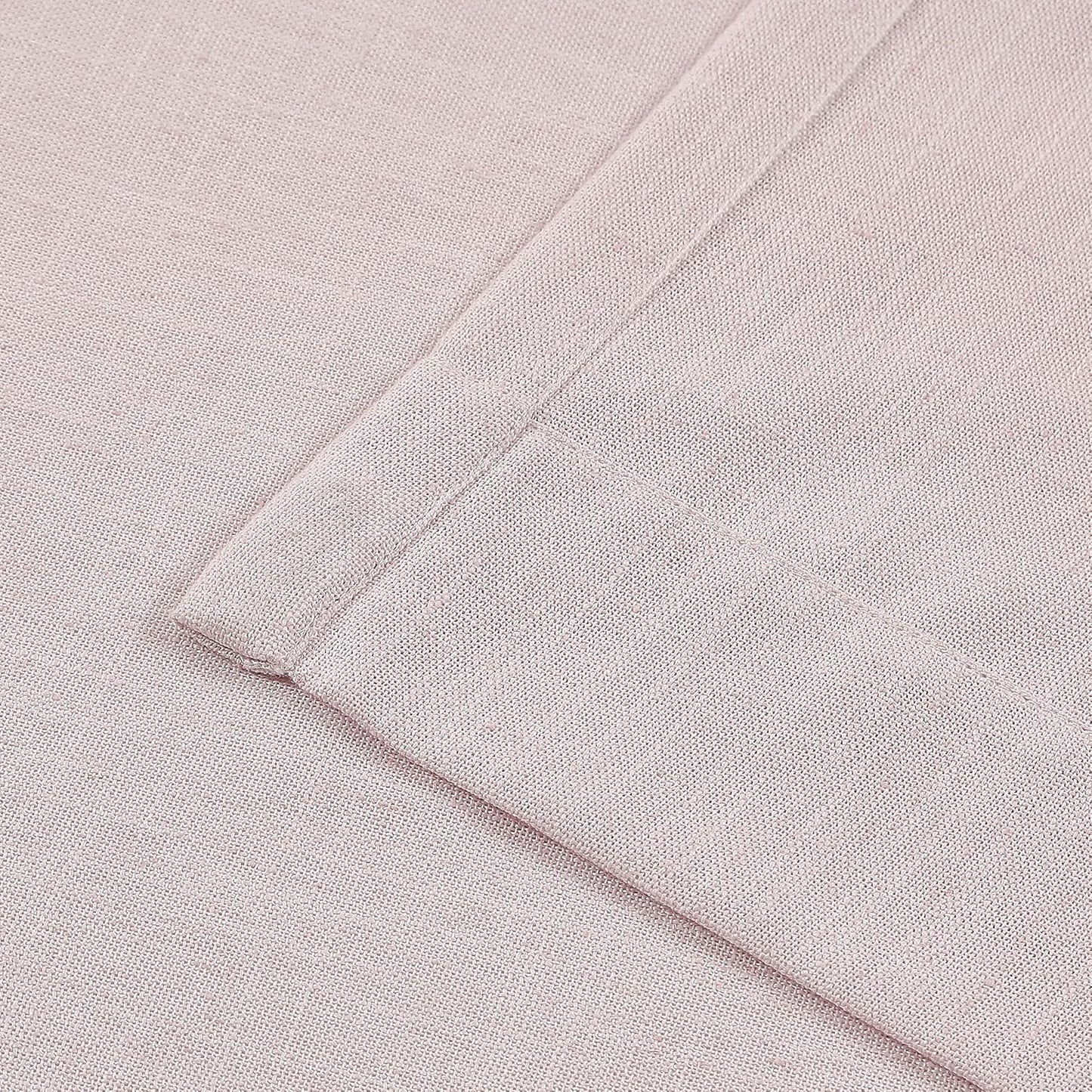 Vision Home Soft Pink Pinch Pleated Semi Sheer Curtains Textured Linen Blended Light Filtering Window Curtains 95 inch for Living Room Bedroom Pinch Pleat Drapes with Hooks 2 Panels 40" Wx95 L