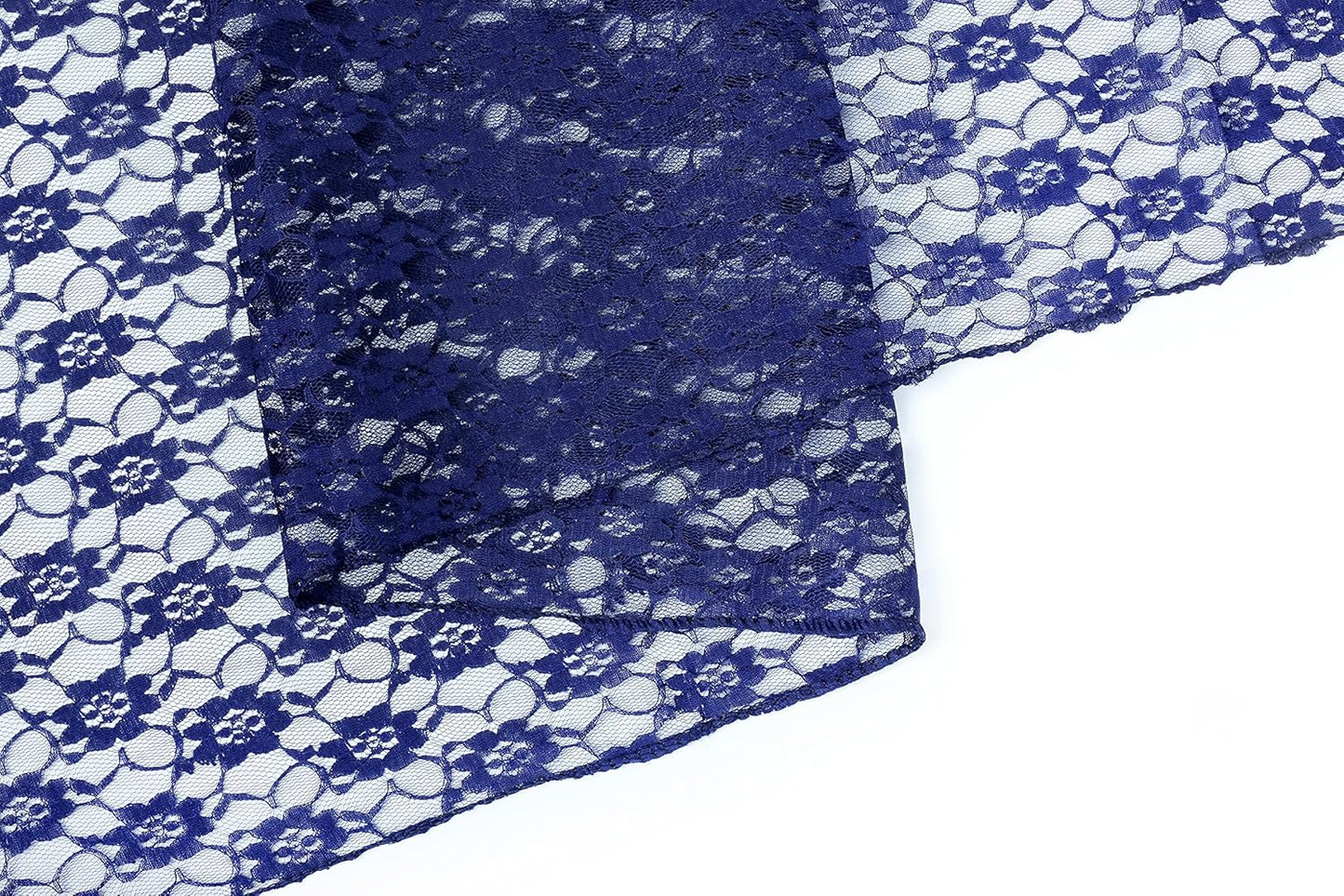 MDS Pack of 25 Wedding 12 x 108 inches Lace Table Runner for Wedding, Decorations for Birthday Parties, Banquets, Graduations, Engagements, and Runners fit Rectangle, Round Table- Navy Blue